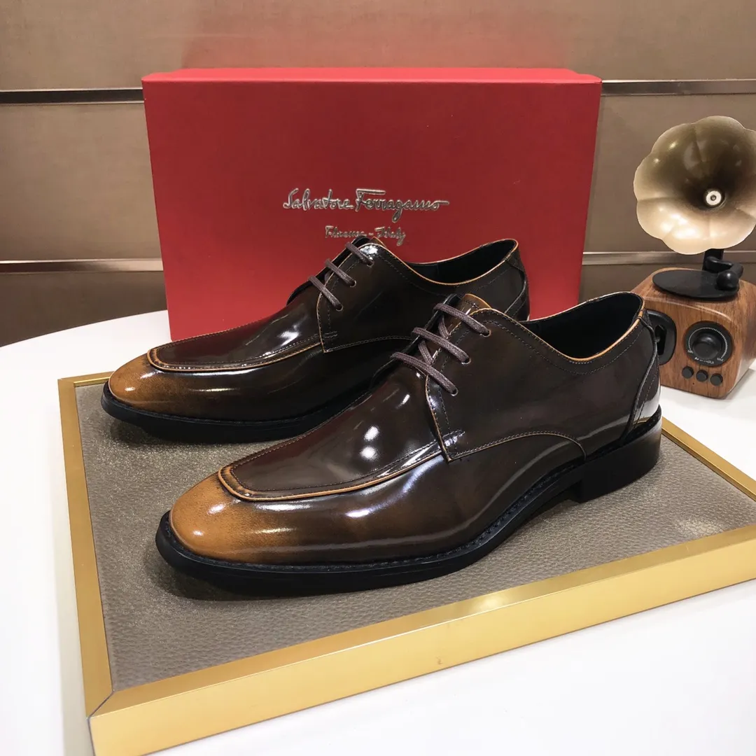 Men's shoes 💰480💰[Ferragamo/Ferragamo] The latest model in the counter, original imported cowhide fabric + sheepskin lining + original luxury metal buckle + original combination outsole, no pressure in comparison 38--44 (custom-made for 45, non-refundable)